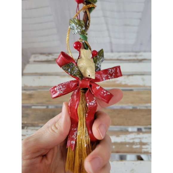 Dove bird broom ornament country folk art Xmas tree - Picture 4 of 5